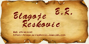 Blagoje Resković vizit kartica